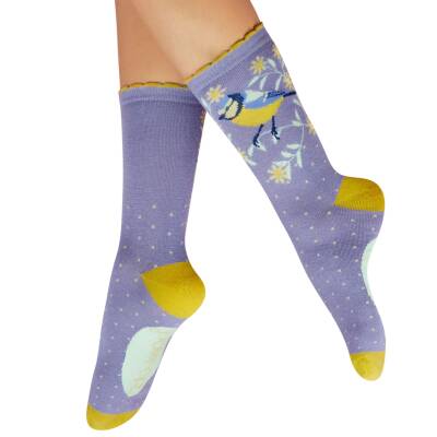 Powder: Bambus Socken Damen Vogel Blaumeise