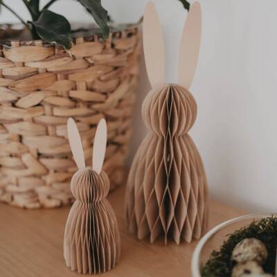 Eulenschnitt: Papierhasen 2 Größen 15/25cm natur