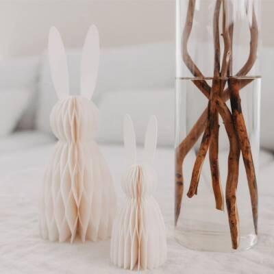 Eulenschnitt: Papierhasen 2 Größen 15/25cm beige