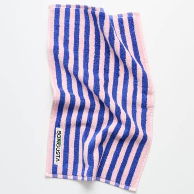 Bongusta: Gästehandtuch 30x50cm blau-rosa gestreift