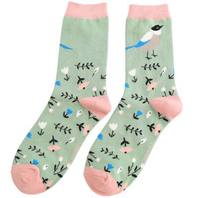 Miss Sparrow: Bambus Socken Sweet Birdie green