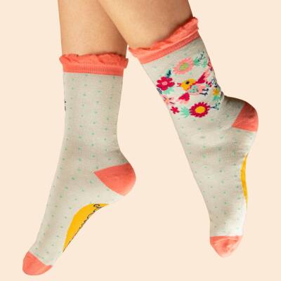 Powder: Bambus Socken Damen Vogel Floral