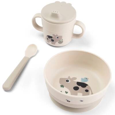 Done by Deer: Kindergeschirr Foodie Tiny farm sand 3erSet