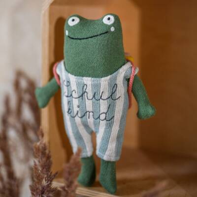 Kuscheltier zur Einschulung Frosch Anzug blau Ava&Yves