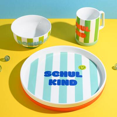 Schulkind Porzellan-Set 3teilig türkis grün Ava&Yves