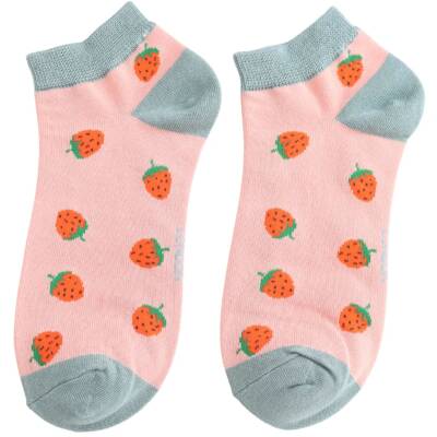 Miss Sparrow: Sneaker Socken Bambus Erdbeeren rosa