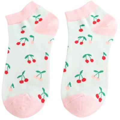 Miss Sparrow: Sneaker Socken Bambus Mini Cherries mint