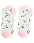 Miss Sparrow: Sneaker Socken Bambus Mini Cherries mint