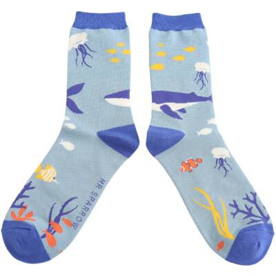 Herren Socken Bambus Unterwasser blau Mr Sparrow