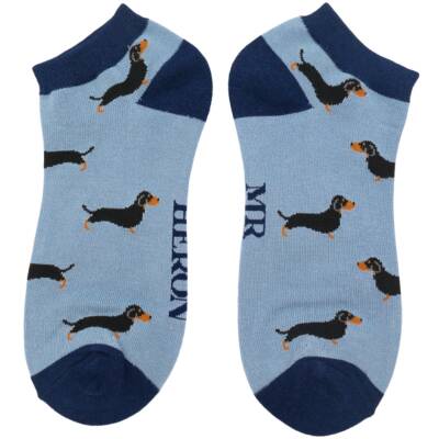 Mr Heron: Sneaker Socken Herren Dackel Denim blau