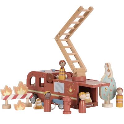 Little Dutch: Holz Feuerwehrauto mit viel Zubehör