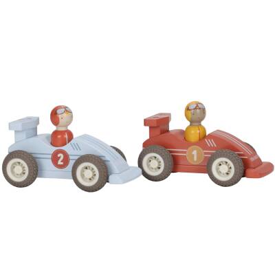 Rückziehauto Holz Rennwagen 2erSet Little Dutch