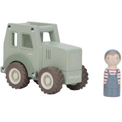 Traktor Holz grün mit Spielfigur Little Dutch