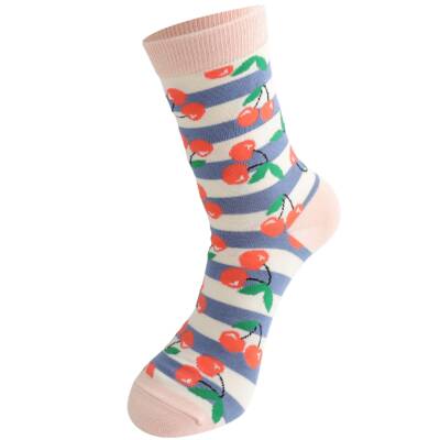 Miss Sparrow Damen Socken Cherries and Stripes denim