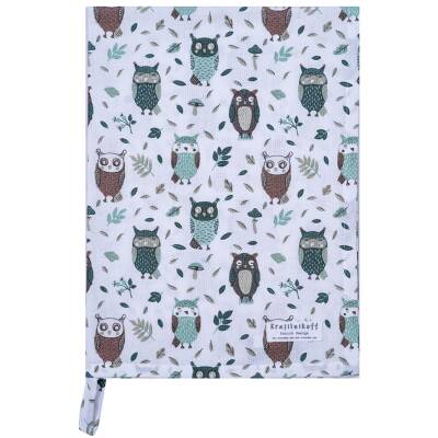 Krasilnikoff: Geschirrtuch Retro Owls green 50x70cm