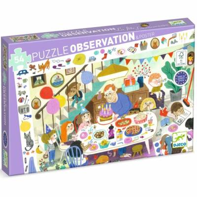 Djeco: Puzzle ab 4 Jahre 54Teile Wimmelbild Geburtstag