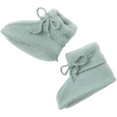 Engel: Baby-Schühchen mit Bändel Wollfleece bergblau