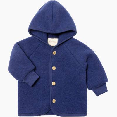 Engel: Wollfleece Jacke mit Kapuze enzian blau