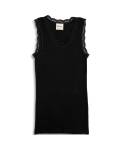Engel: Damen Top schwarz mit Spitze Wolle-Seide