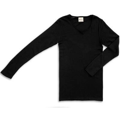 Engel: Damen Shirt Langarm schwarz Wolle-Seide
