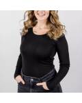 Engel: Damen Shirt Langarm schwarz Wolle-Seide