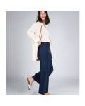 Engel: Loungehose Damen marine Interlock Wolle-Seide