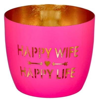 Gift Company Windlicht Madras pink Happy Wife