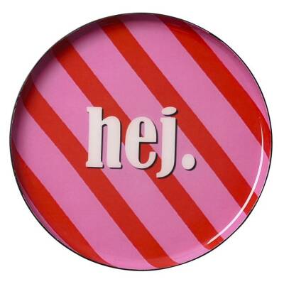 Gift Company Dekoteller Love Trays Hej rund pink