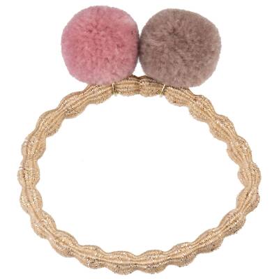 Kknekki Haargummi mit Pompom beige-dusty rose