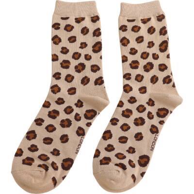 Miss Sparrow: Bambus Socken Leopard beige