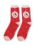 Miss Sparrow: Bambus Socken Bauble Robin red