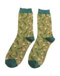 Miss Sparrow: Bambus Socken Flowers-Vines oliv
