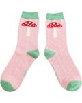 Miss Sparrow: Bambus Socken Fliegenpilz rosa