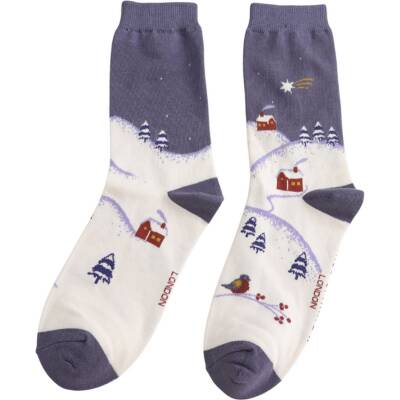 Miss Sparrow: Bambus Socken Winter Night blau