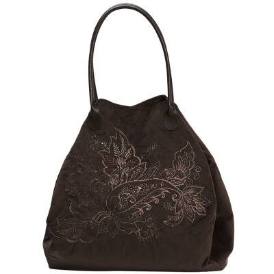 The Moshi: Schultertasche-Shopper braun bestickt