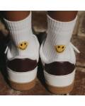 Eulenschnitt: Kinder Socken Smiley gelb