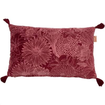 Imbarro: Kissen Samt burgund Blumen Pure 30x50cm
