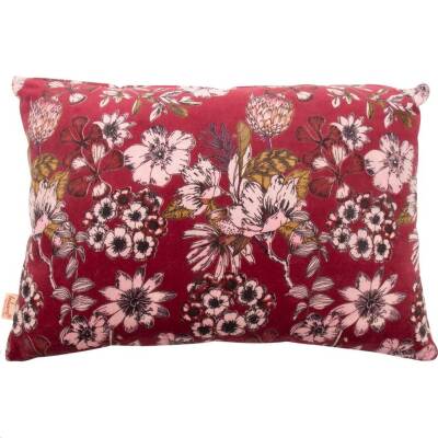 Imbarro: Kissen Samt burgund Blumen Essence 40x60cm