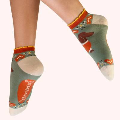 Powder: Sneaker Socken Damen Bambus Snuggly Dackel