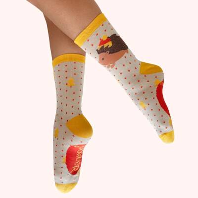 Powder: Socken Damen Bambus Igel mit Mütze