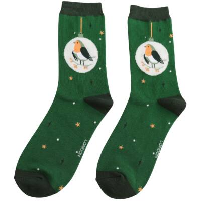 Miss Sparrow: Bambus Socken Bauble Robin green