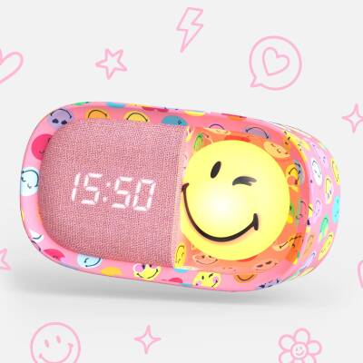 Smiley Wecker mit Nachtlicht pink MOB