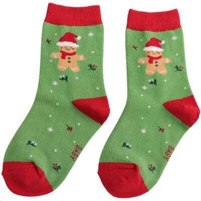 Miss Sparrow: Kinder Socken Bambus grün Lebkuchen