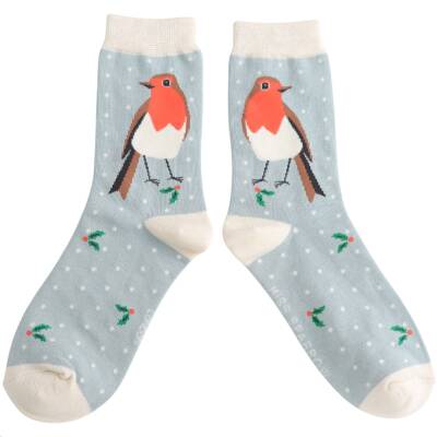 Miss Sparrow: Bambus Damensocken Robins hellblau