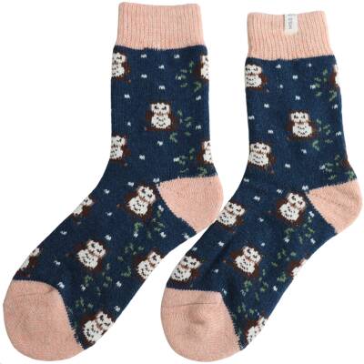 Kuschelsocken Winter Eulen blau Miss Sparrow