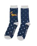 Männersocken Bambus blau Festive Dackel Mrs Sparrow