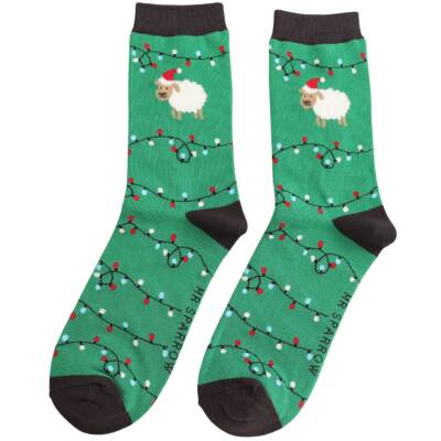 Männersocken Bambus grün Christmas Schafl Mrs Sparrow