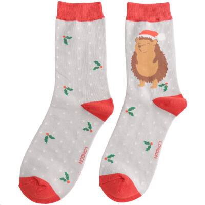 Miss Sparrow: Damen Socken Bambus Festlicher Igel