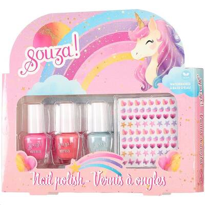 Souza: Kindernagellack 3er Set+Nagelsticker Einhorn