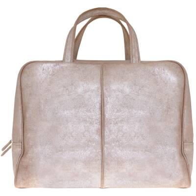 Reisetasche Leder Used Look silber